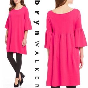 Bryn Walker Bell Sleeve Bubble Gum Pink Rivera Fleece Tunic Dress Size XL